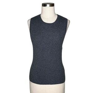 ME+EM Cashmere Rib Vest Dark Charcoal Mélange Women's Size Medium Tank NEW